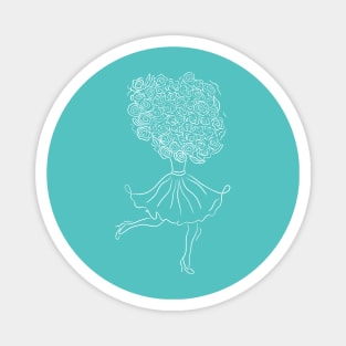 Lady running with flowers Magnet